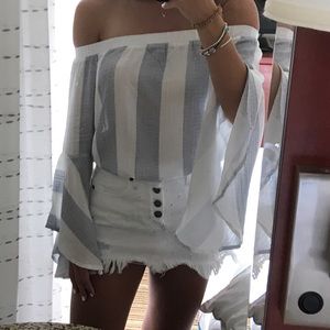 Adorable LF striped off the shoulder top